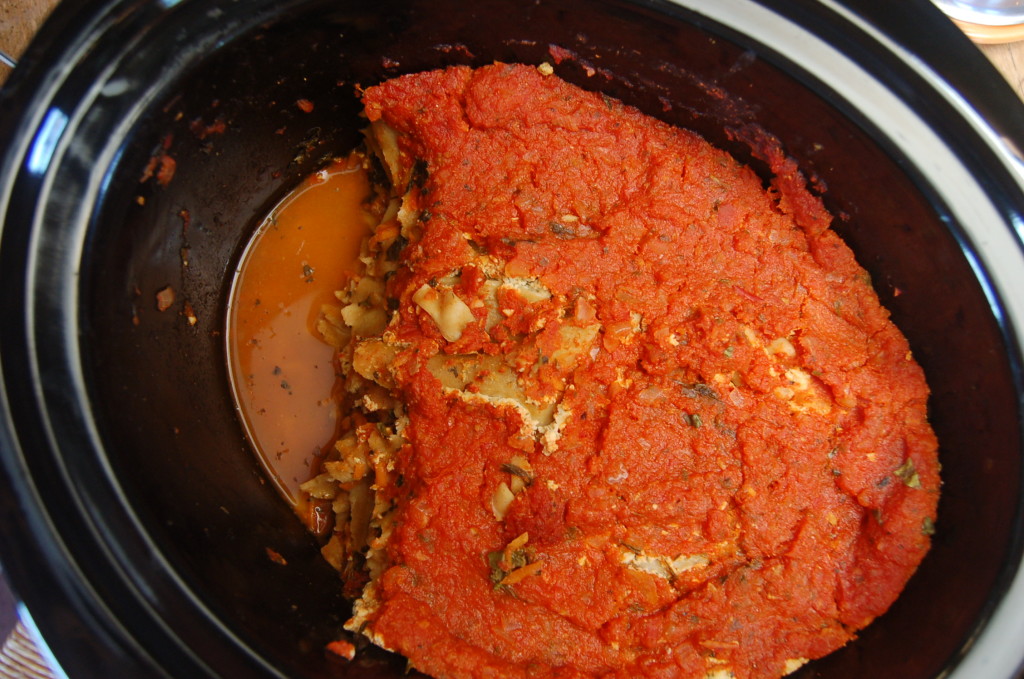 In case you were wondering what lasagna in a slow cooker looks like. 