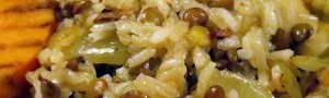 Mujadarra-Lebanese rice pilaf - header