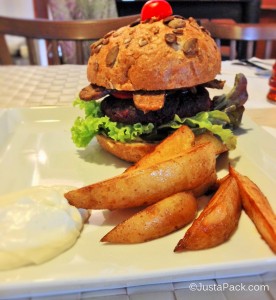 LoVeg's Bacon Burger and Fries