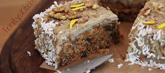 Raw carrot cake slice by Trinity Bourne