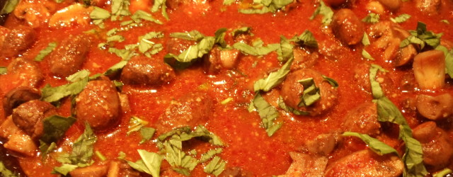 Sriracha Mushrooms With Garlic Cashew Cheese And Fresh Basil