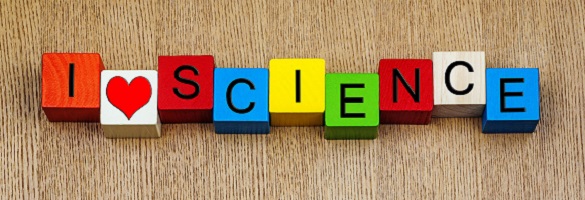 I Love Science - sign or banner for scientific research, education, discovery and knowledge.