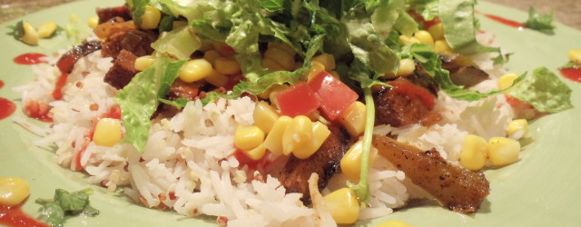 vegan fajitas with corn salsa