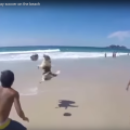 Dog Shows Off Soccer Skills At Beach