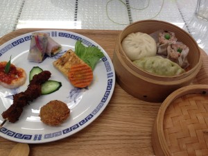 Dumplings and Seafood Platter at Loving Hut