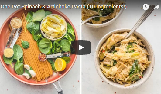 vegan one pot spinach artichoke pasta