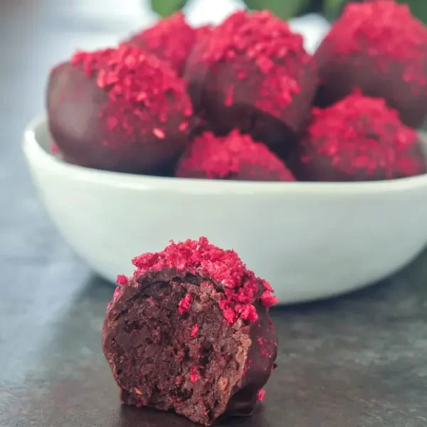 Vegan Valentine's Desserts - Raspberry Brownie Truffles