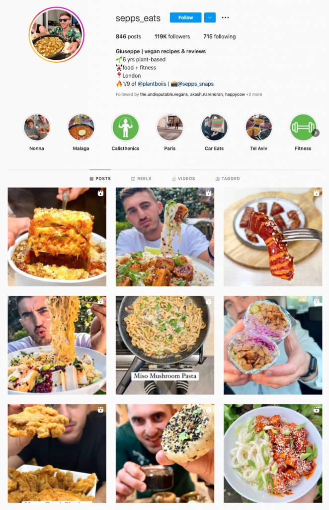 Giuseppe Federici - Vegan Food and Fitness - Instagram Profile