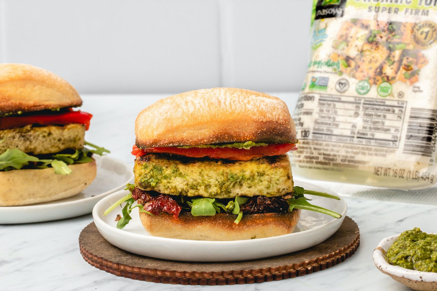 vegan bbq ideas - pesto tofu sliders
